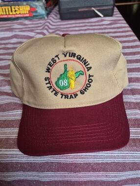 West Virginia State Trap Shoot Embroidered Cap - Khaki & Maroon